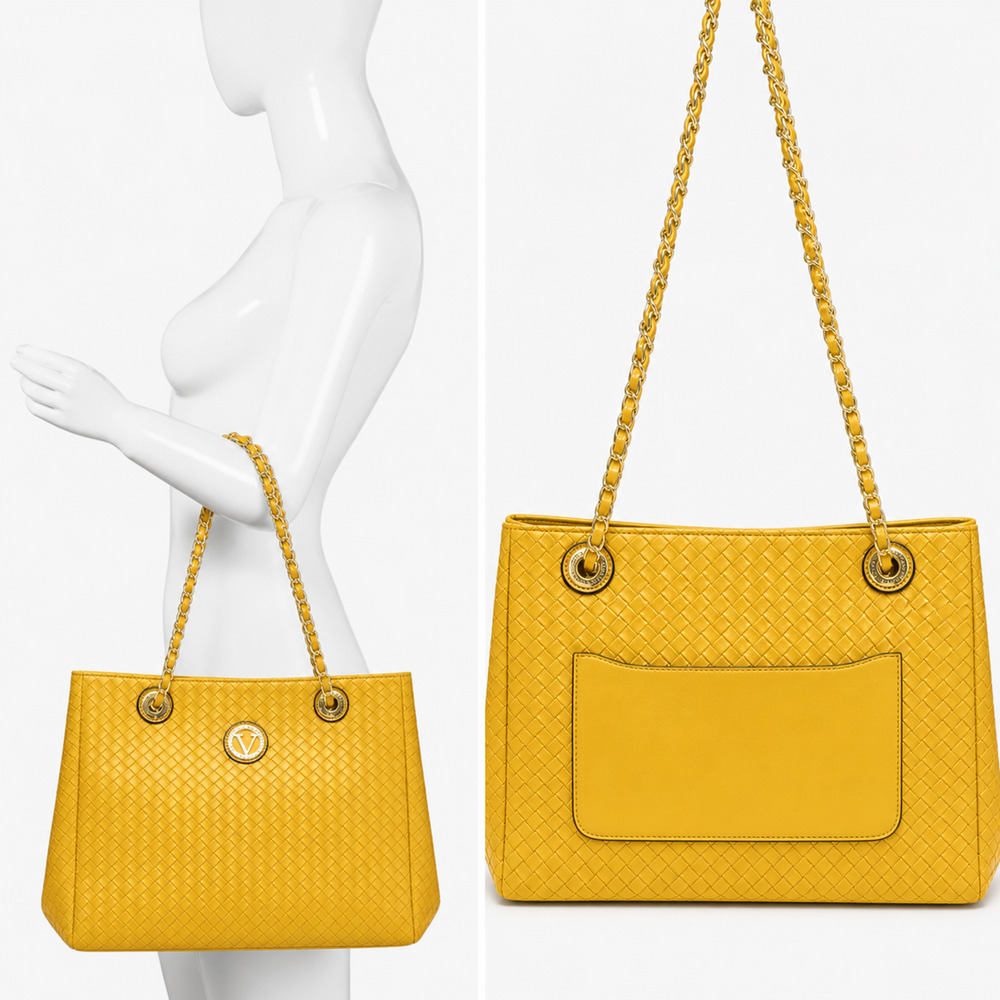 Vera New York Rosalia Woven Tote Bag Yellow NWT